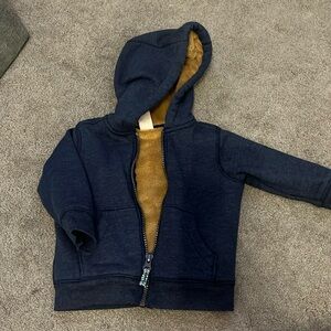 Carters Navy Blue Fuzzy Hooded Jacket. 12M. No tags, Worn Once. Really Warm.